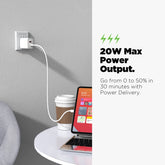 AmpNergy PowerSurge 12W Dual-Port Wall Charger with USB-A to USB-C Cable